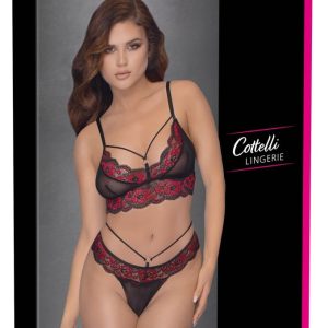 Cottelli LINGERIE: Spitzen BH Set, sinnlich & bequem Schwarz/Rot M