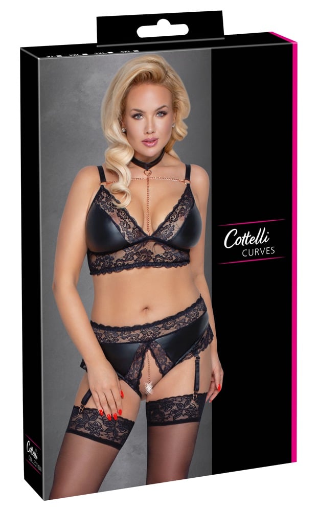 Cottelli CURVES - Ouvert Set mit Dekolleté-Ketten 2XL