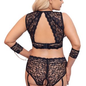 Cottelli BONDAGE BH-Set XL - Spitze, Roségold, Armfesseln 3XL