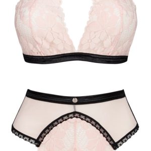 Obsessive Lilines Set - Elegant & raffiniert Rosa/Schwarz L/XL