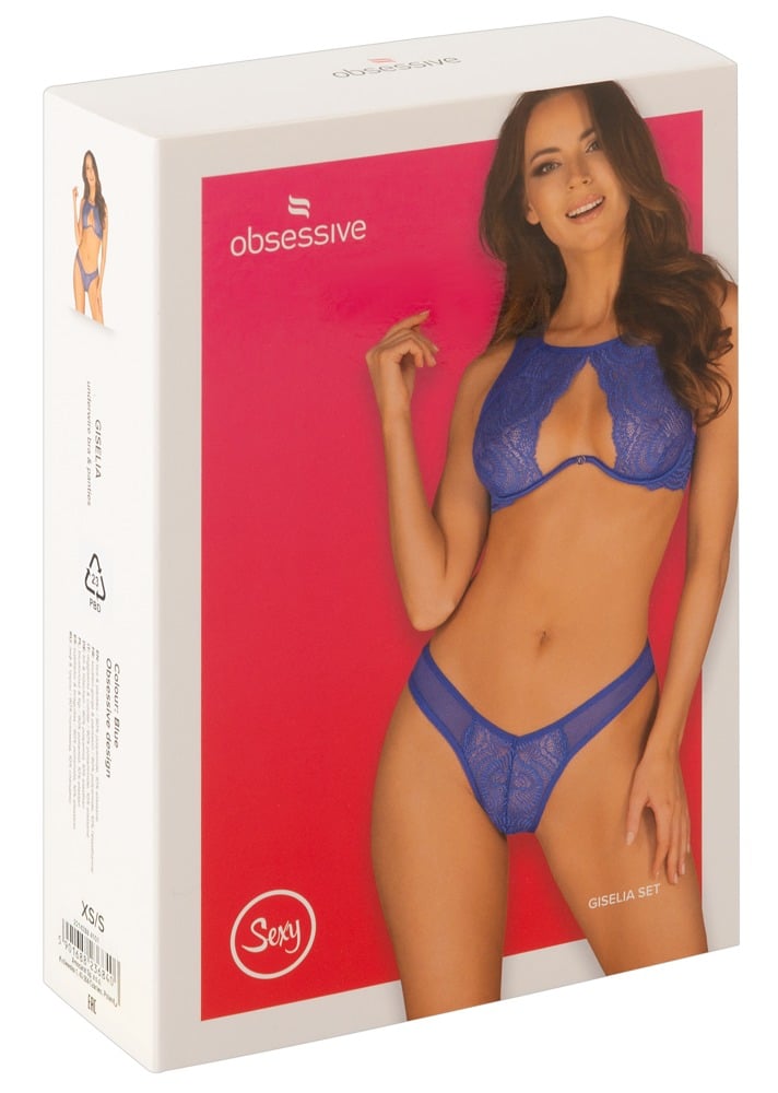 Obsessive Giselia - BH & Slip in royalem Blau M/L