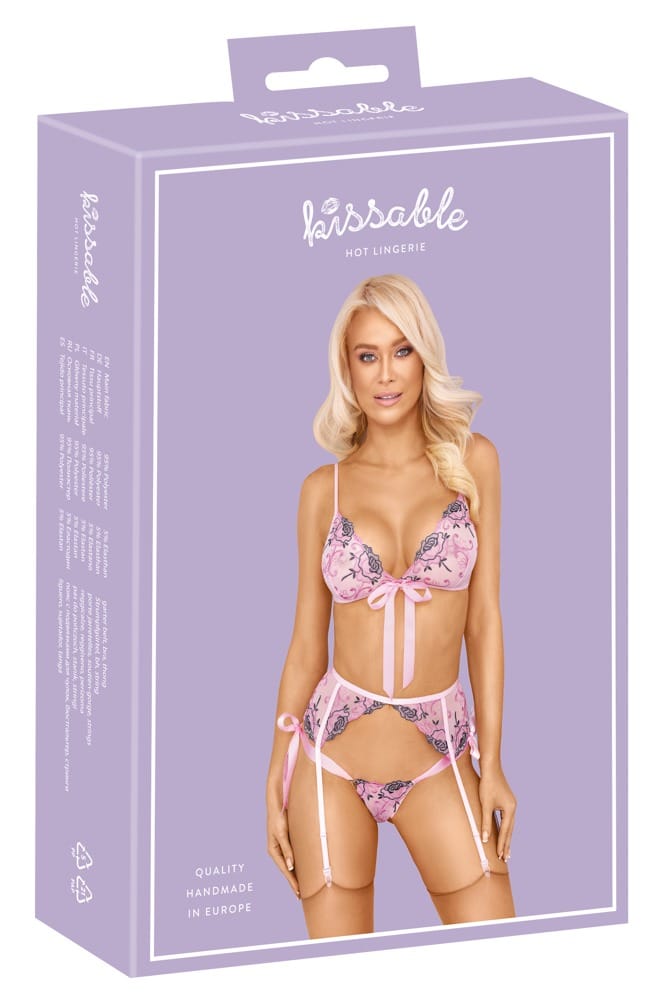 Kissable BH-Set, floral bestickt S/M