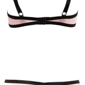 Cottelli LINGERIE - Satin Hebe Set, ouvert, 75B/S Rosa/Schwarz 85B/L