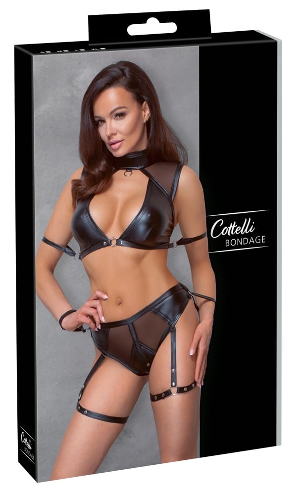 Cottelli BONDAGE - Top & Slip mit Schenkel-Harnesses M