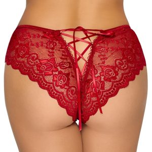 Cottelli LINGERIE - Verführerischer Slip ouvert in Rot XL