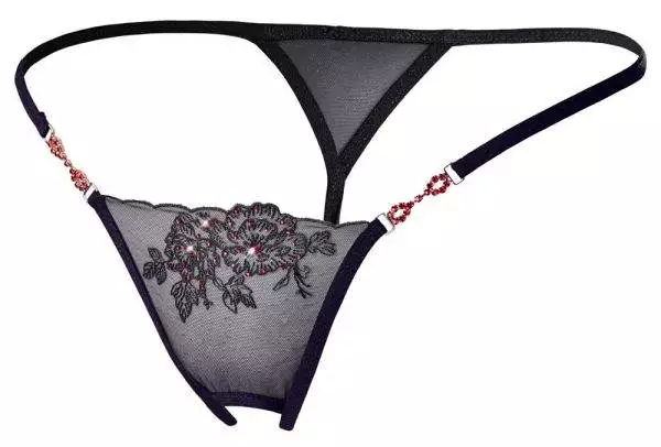 Cottelli LINGERIE - Zarter String mit Stickerei und Strasselementen S/M