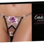 Cottelli LINGERIE Riostring Blume Schwarz/Rosa M/L