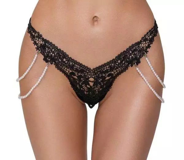 Cottelli LINGERIE - Perlenketten Riostring Schwarz/Creme S/M Cottelli LINGERIE - Perlenketten Riostring Schwarz/Creme S/M