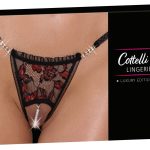 Cottelli LINGERIE - Verführerischer Riostring ouvert mit Schrittkette Schwarz/Rot M/L