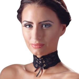 Cottelli ACCESSOIRES - Spitzenhalsband mit Ösen und Satinband unisize