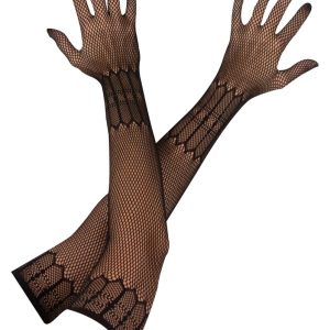 Cottelli ACCESSOIRES - Eleganz in Netz: Ellenbogenlange Handschuhe mit grafischen Mustern S-L