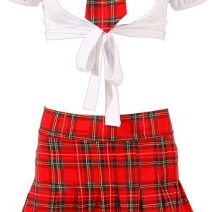 Cottelli COSTUMES Schulmädchen Set S - Süßer Look für weniger brave Girls! rot und weiß L