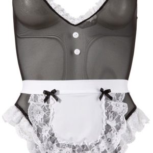 Cottelli Servierbody mit Halsband und Schürze Schwarz/Weiß S