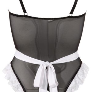 Cottelli Servierbody mit Halsband und Schürze Schwarz/Weiß S