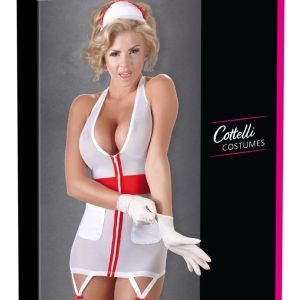 Cottelli COSTUMES Krankenschwester Strapskleid Weiß/Rot XL