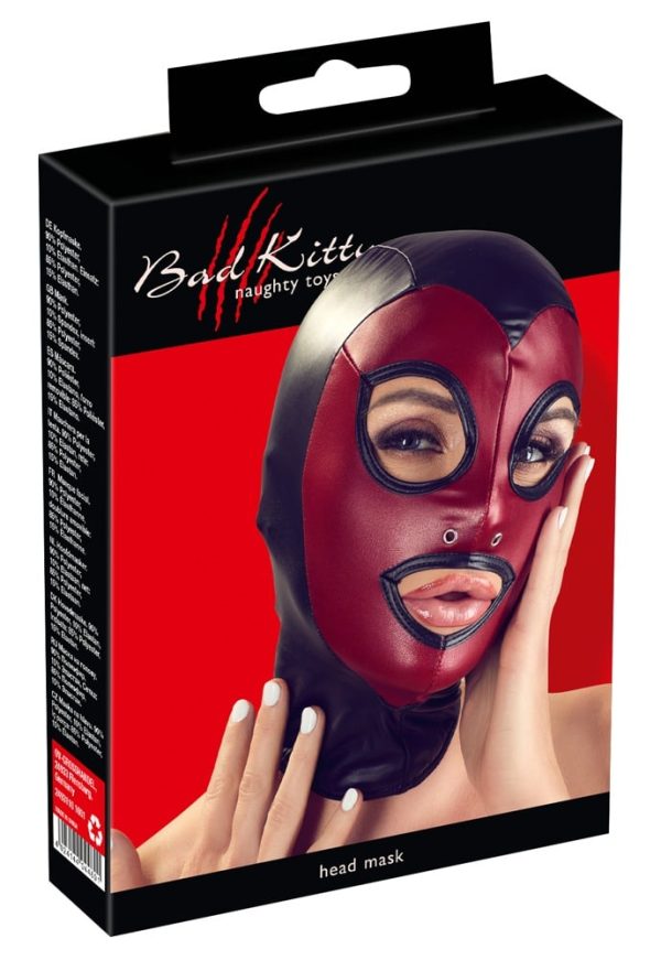 Bad Kitty Mattlook Kopfmaske Schwarz/Rot