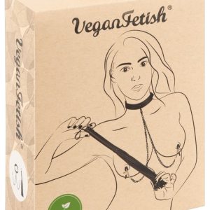 Vegan Fetish Halsfessel Set: Leder-Optik, abnehmbare Ketten