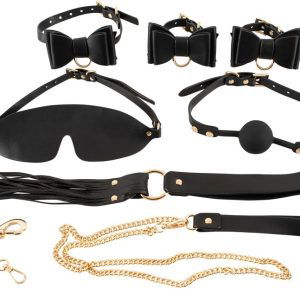 Bad Kitty Bondage Set - 7-teiliges Set in Leder-Optik Schwarz/Gold