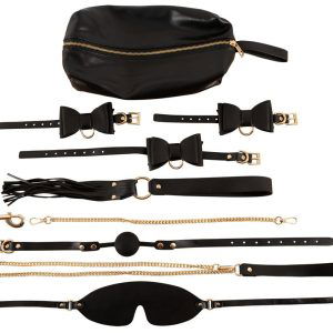 Bad Kitty Bondage Set - 7-teiliges Set in Leder-Optik Schwarz/Gold