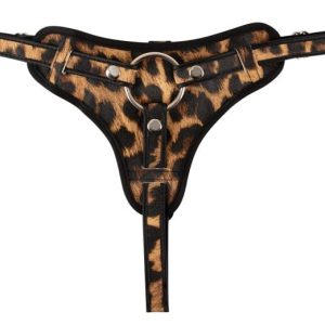 Leopard Frenzy - Verstellbarer Strap-on-String Leo/Schwarz S-L