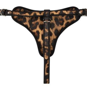 Leopard Frenzy - Verstellbarer Strap-on-String Leo/Schwarz S-L