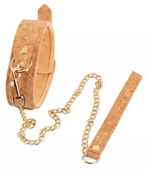 Vegan Fetish Halsfessel & Leine - Natürlich & stylisch Natur