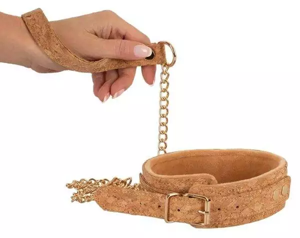 Vegan Fetish Halsfessel & Leine - Natürlich & stylisch Natur