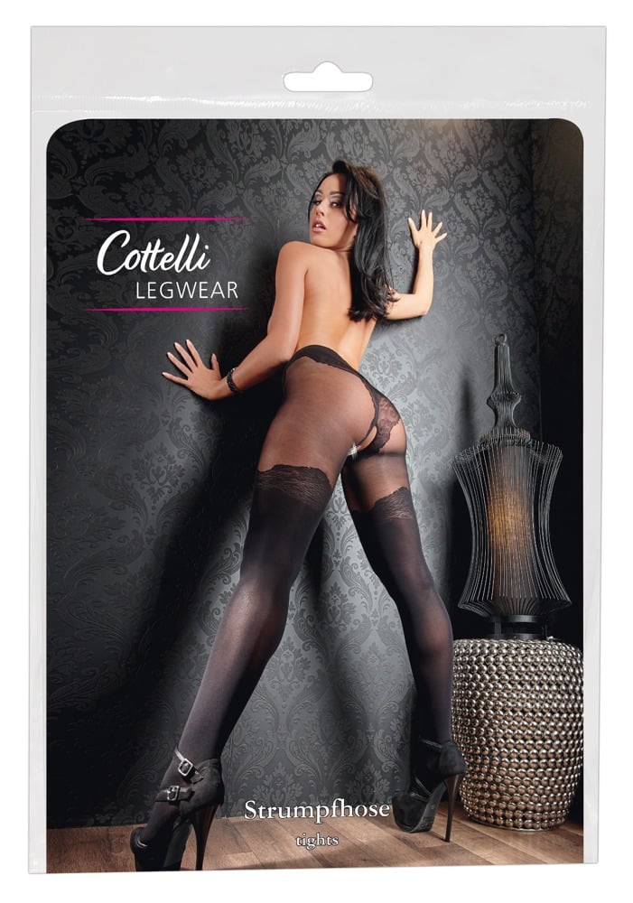 Cottelli LEGWEAR Strumpfhose Ouvert, Overknee-Look, 40/20 den, Öko-Tex zertifiziert 6