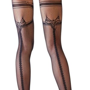 Cottelli LEGWEAR - Netzstrumpfhose ouvert mit Strumpfband L/XL