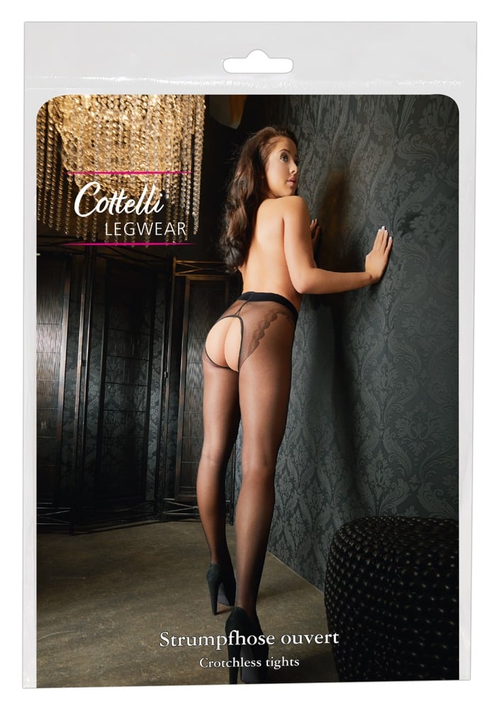 Cottelli LEGWEAR - Ouvert Strumpfhose, eingewebter Tanga 3