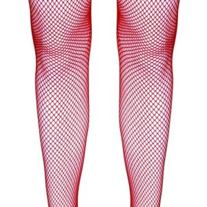 Cottelli LEGWEAR - Feuerrote Netzstrümpfe mit Silikonband XL