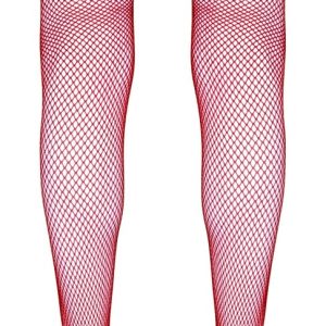 Cottelli LEGWEAR - Feuerrote Netzstrümpfe mit Silikonband XL