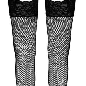 Cottelli LEGWEAR - Netzstrümpfe mit Spitze und Schnürung S/M