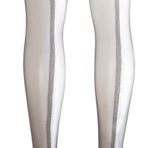 Cottelli LEGWEAR - Silber-Spitze & Ziernaht - Streckt optisch die Beine Schwarz/Silber S