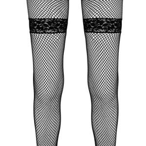 Cottelli LEGWEAR - Ouvert Netzstrumpfhose mit Spitzenstrumpfband S/M