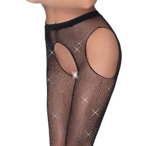 Cottelli LEGWEAR - Glitzer-Netz Straps-Strumpfhose S-L