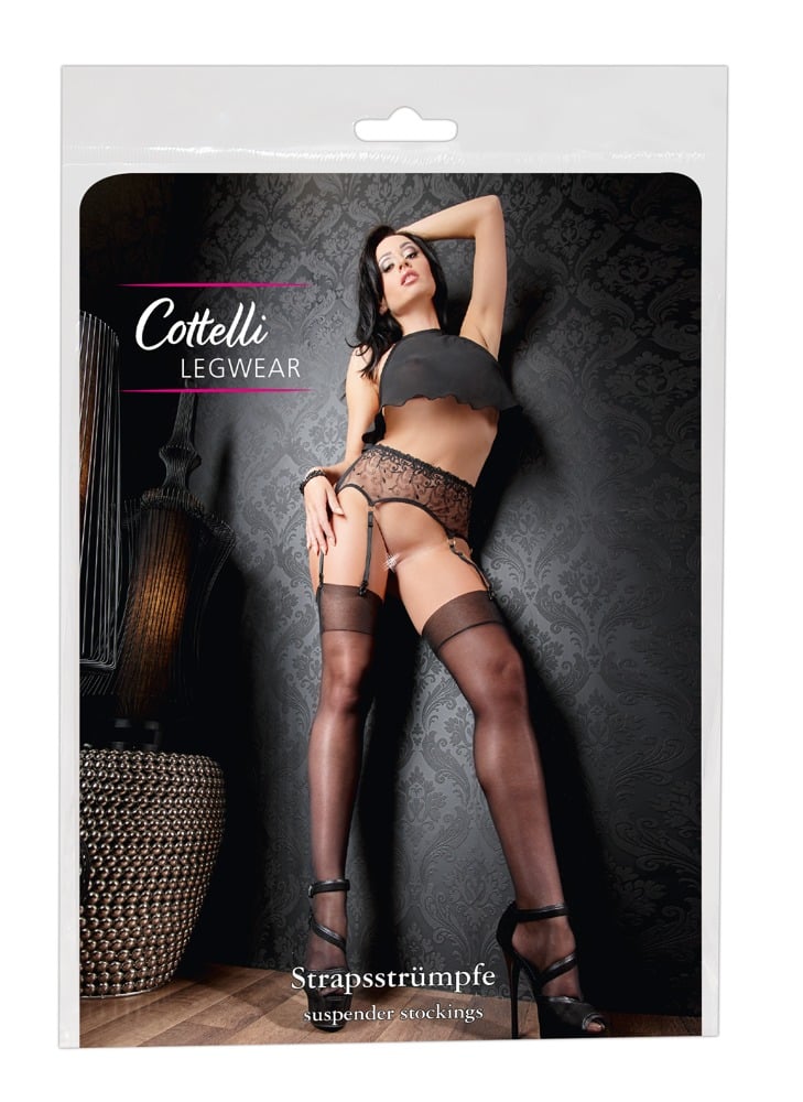 Cottelli LEGWEAR Strapsstrümpfe - sinnlich glänzend 5