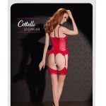 Cottelli LEGWEAR - Elegante Straps-Strümpfe Hautfarben hell/Rot 5