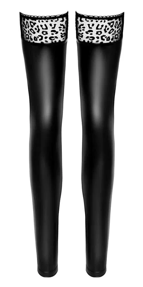 Noir Powerwetlook Stulpen Leo-S - Rutschfeste Overknees XL