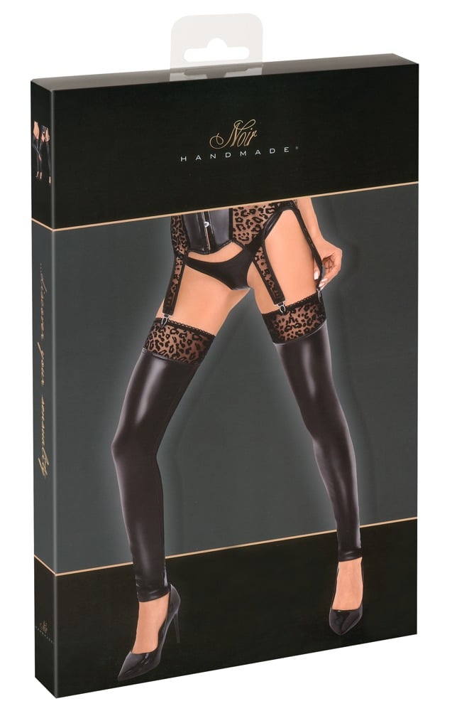 Noir Powerwetlook Stulpen Leo-S - Rutschfeste Overknees XL