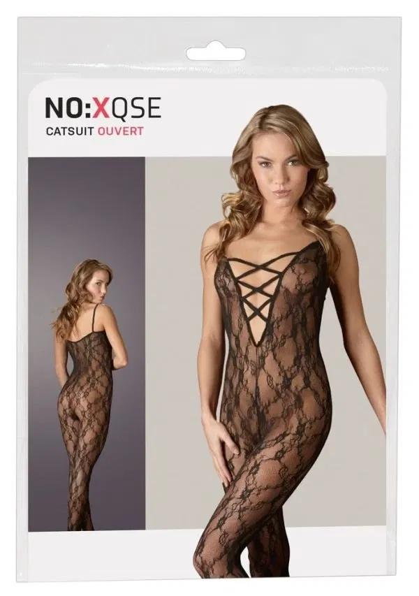 25500081110_verp NO:XQSE Catsuit Spitze, offen im Schritt S/M