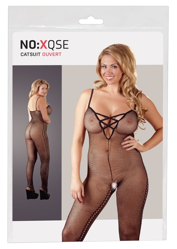 NO:XQSE Catsuit Netz mit Lochmuster, ouvert im Schritt 2XL/3XL