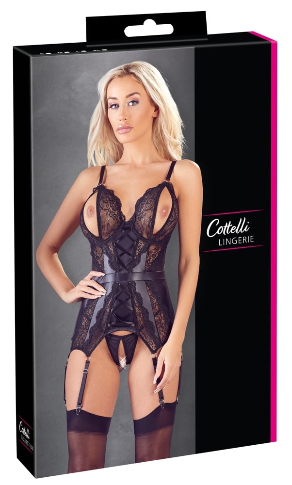 Cottelli LINGERIE Strapshemd offen - Verführerisches Design S