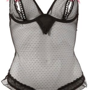 Cottelli LINGERIE - Verführerischer Body ouvert mit Volantverzierung Schwarz/Rot 80B/M