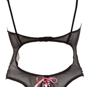 Cottelli LINGERIE - Verführerischer Body ouvert mit Volantverzierung Schwarz/Rot 80B/M