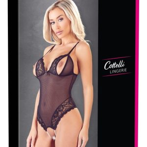 Cottelli LINGERIE - Body ouvert mit Spitze & Perlenketten S