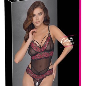 Cottelli LINGERIE - Spitzen Body ouvert Schwarz/Rot S/M