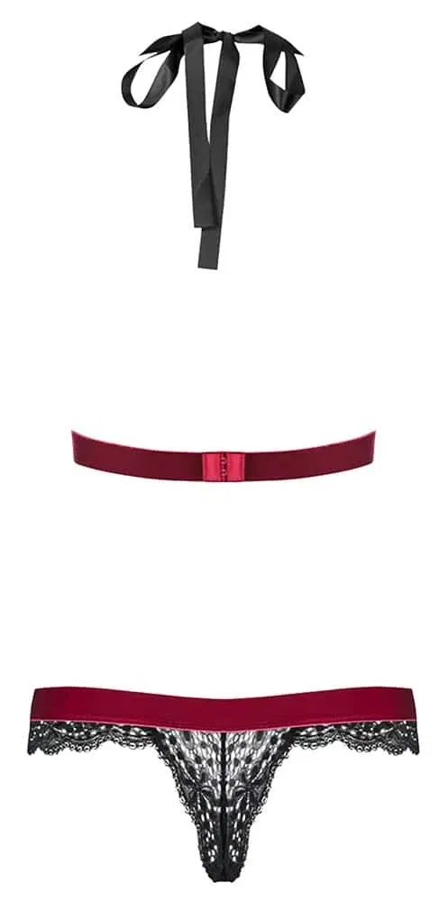 Obsessive Spitzen-Body Bordeaux Samt S/M