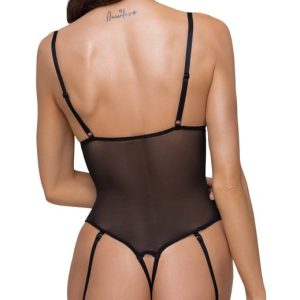 Cottelli LINGERIE Stringbody ouvert, Powernet & Spitze L