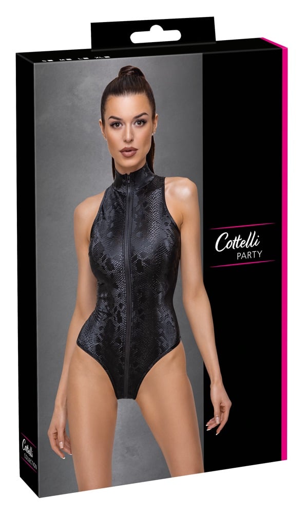 Cottelli PARTY - Schlangenhaut-Optik Body Schwarz/Grau XL